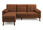 TOCO Meubles Sofa sectionnel Roumo marron confortable avec capitonnage et coussins cylindriques.