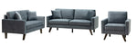 Ensemble de salon TOCO Meubles Royal en velours gris anthracite, causeuse et fauteuil avec coussins assortis.