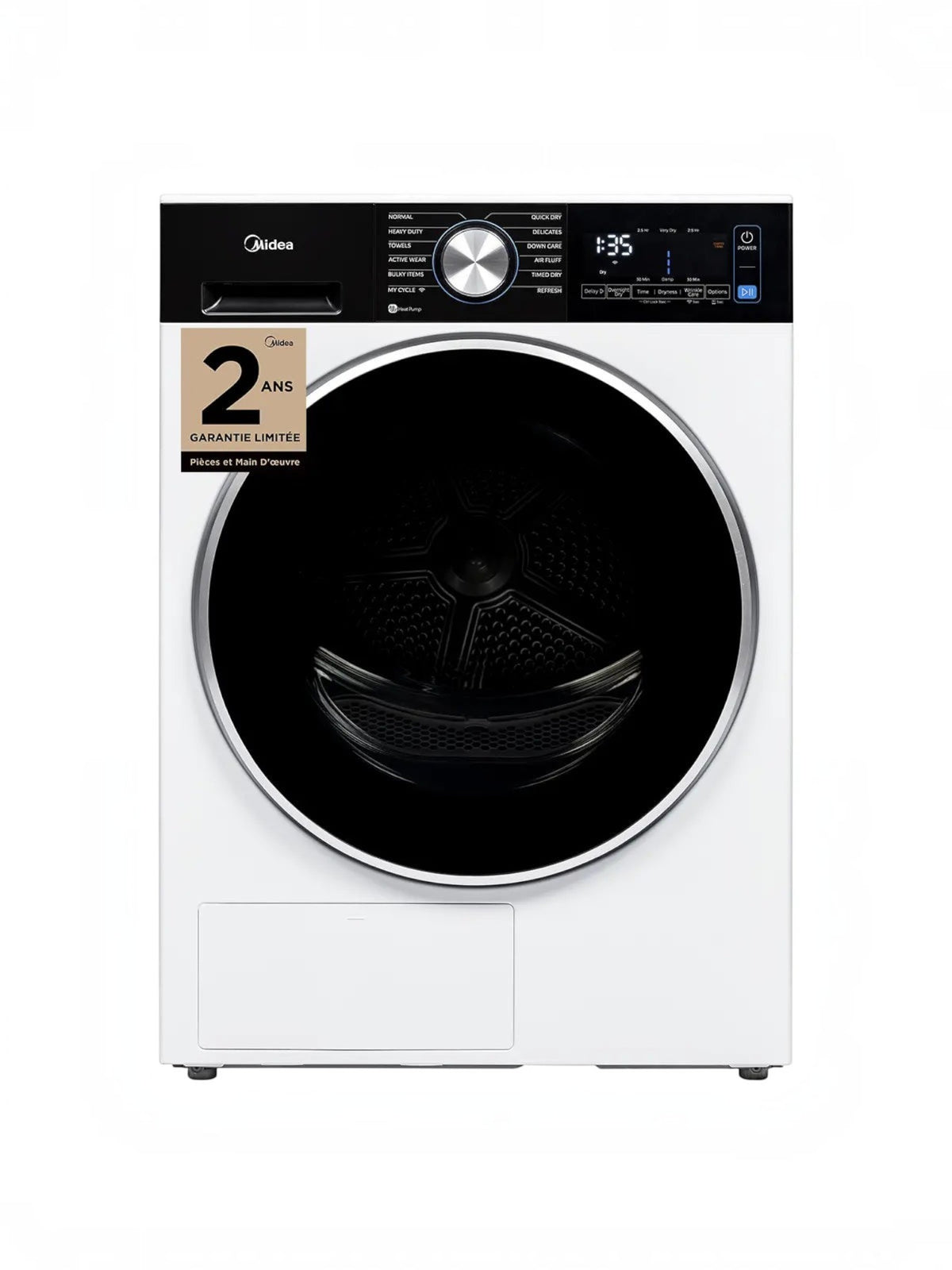 Sécheuse compacte TOCO Meubles à pompe à chaleur 4,4 pi³ avec porte frontale noire et panneau de commande numérique