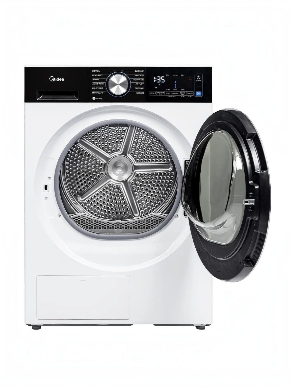 Sécheuse compacte TOCO Meubles à pompe à chaleur, 4,4 pi³, chargement frontal, finition blanche avec porte noire