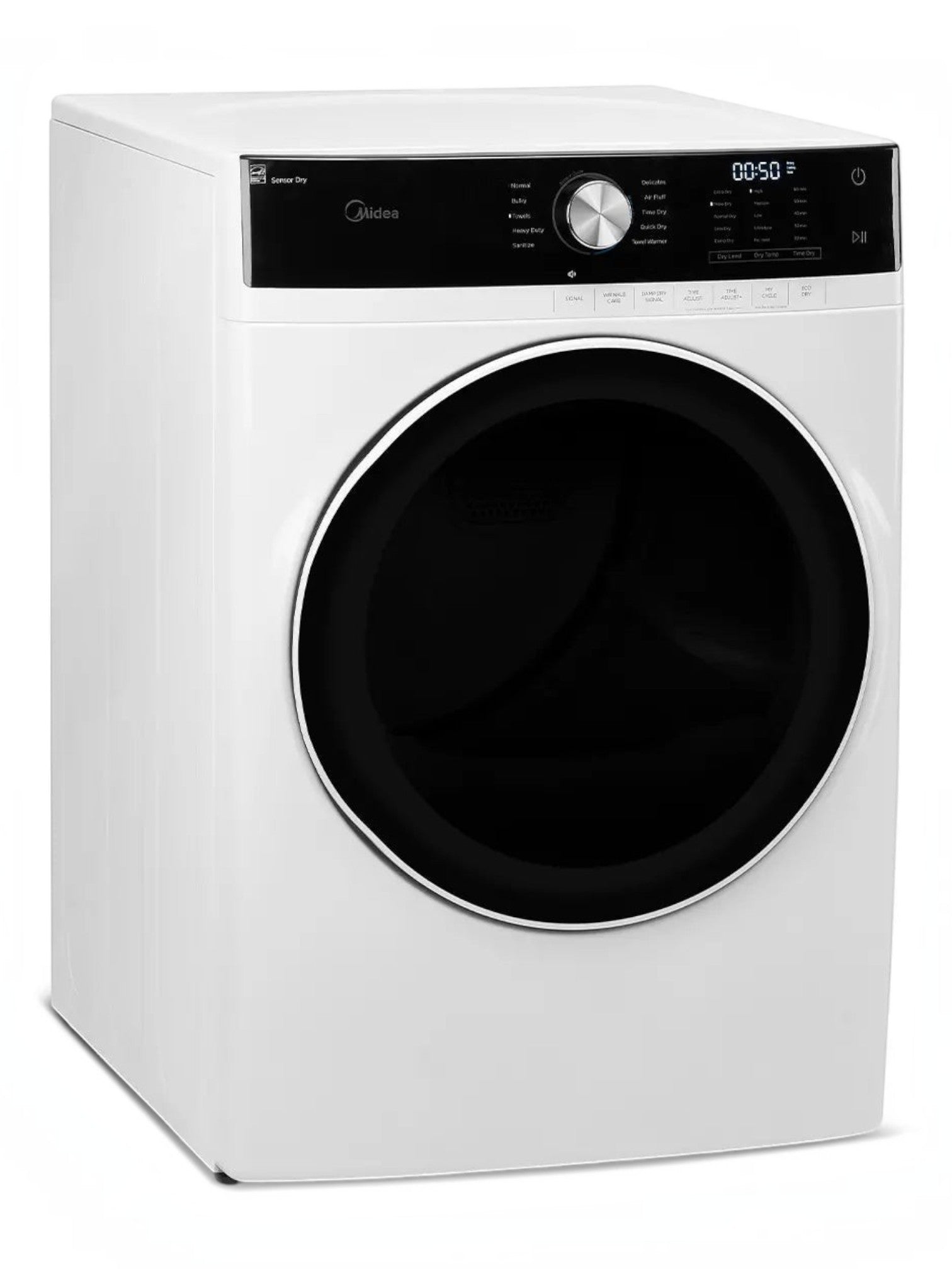 Sécheuse à chargement frontal TOCO Meubles de 8,0 pi³ blanche avec panneau de commande numérique et porte noire