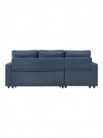 Sectionnel Fred bleu marine en tissu de TOCO Meubles, avec coussins moelleux et structure modulable pour un salon confortable.
