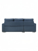 Sectionnel Fred bleu marine en tissu de TOCO Meubles, avec coussins moelleux et structure modulable pour un salon confortable.