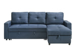 TOCO Meubles Sectionnel Fred bleu marine en tissu avec rangement intégré sous l'assise et méridienne.