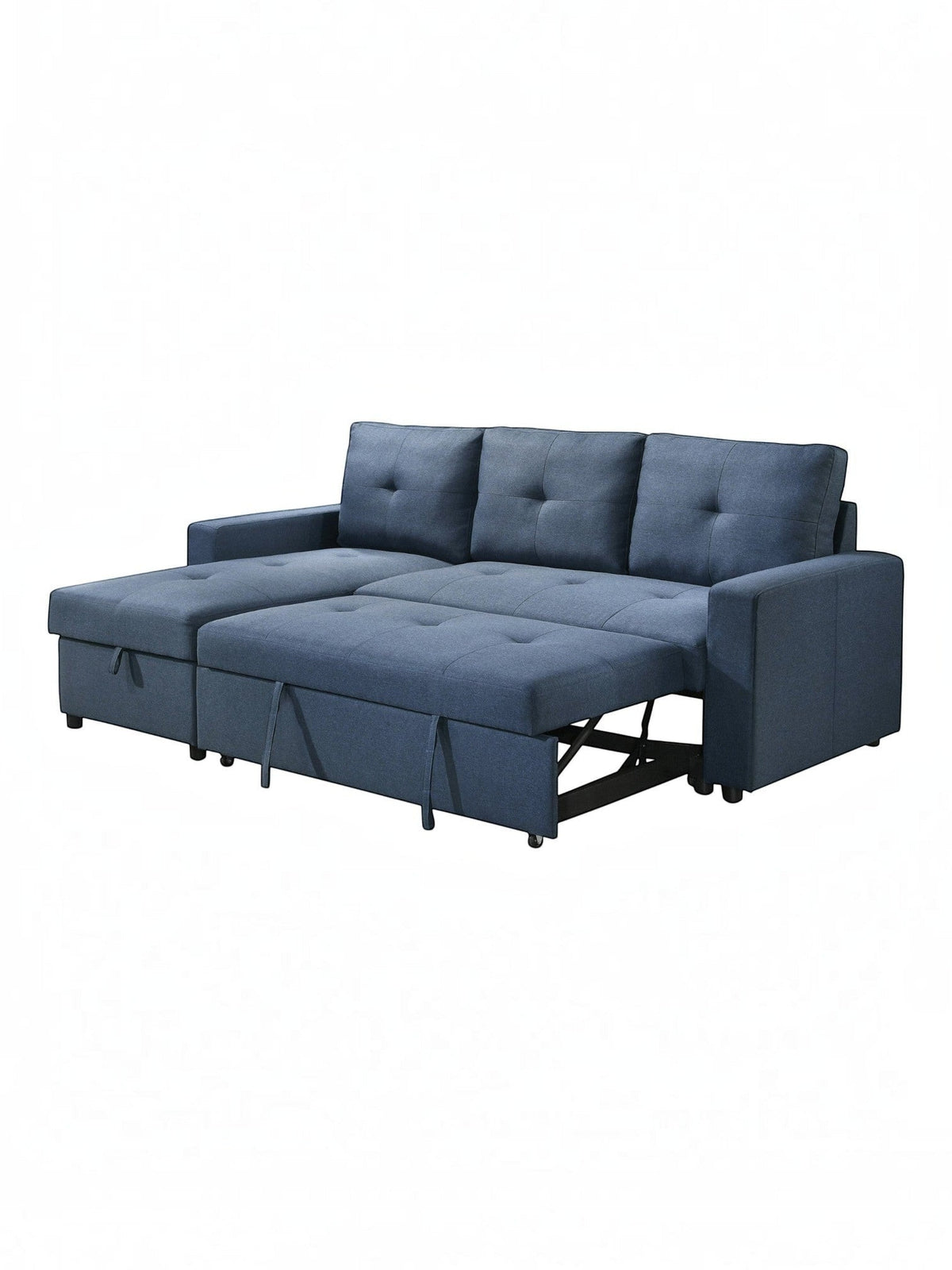 Sectionnel Fred bleu marine de TOCO Meubles, en tissu, avec méridienne et rangement intégré, idéal pour salon.