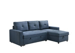 TOCO Meubles Sectionnel Fred bleu marine en tissu avec rangement intégré et méridienne.