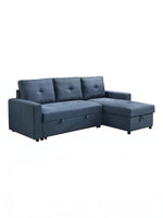 TOCO Meubles Sectionnel Fred bleu marine en tissu avec rangement intégré et méridienne.