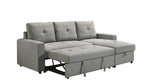Sectionnel Fred gris de TOCO Meubles, convertible en lit, avec rangement intégré et coussins capitonnés.