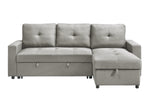 TOCO Meubles Sectionnel Fred gris en tissu, avec rangement intégré et coussins capitonnés. Design moderne pour salon.