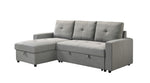 TOCO Meubles Sectionnel Fred gris en tissu avec rangement intégré et coussins capitonnés, idéal pour salon moderne.