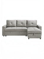TOCO Meubles Sectionnel Fred gris en tissu, avec rangement intégré et coussins capitonnés. Design moderne pour salon.