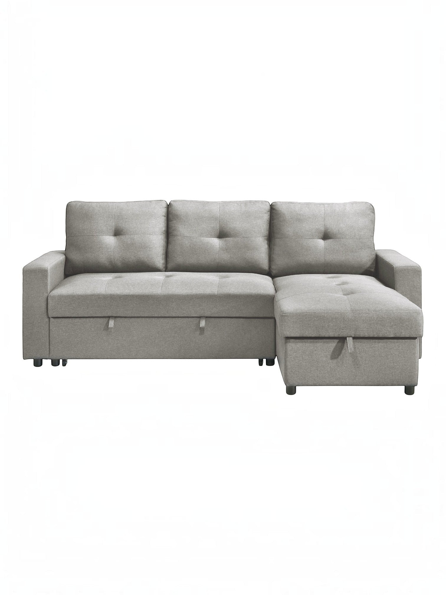 TOCO Meubles Sectionnel Fred gris en tissu, avec rangement intégré et coussins capitonnés. Design moderne pour salon.
