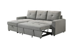 TOCO Meubles Sectionnel Fred gris en tissu avec rangement intégré et fonction lit escamotable, coussins capitonnés.