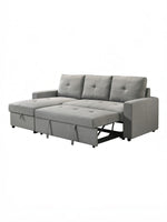 TOCO Meubles Sectionnel Fred gris en tissu avec rangement intégré et fonction lit escamotable, coussins capitonnés.
