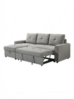 TOCO Meubles Sectionnel Fred gris en tissu avec rangement intégré et fonction lit escamotable, coussins capitonnés.