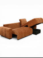 TOCO Meubles Sectionnel Sienna marron avec rangement intégré et accoudoirs capitonnés. Style contemporain.