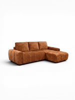 TOCO Meubles Sectionnel Sienna marron contemporain en tissu texturé avec coussins capitonnés et accoudoirs arrondis.