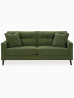 Sofa Bixo vert olive de TOCO Meubles avec coussins assortis et pieds noirs élégants