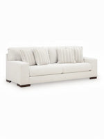 Sofa Figaro TOCO Meubles en tissu texturé couleur givrée avec coussins décoratifs à rayures