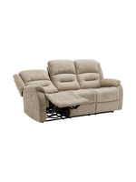 Sofa inclinable 3 places TOCO Meubles en tissu beige avec dossiers segmentés et port de recharge USB intégré