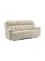 Sofa inclinable 3 places Ricardo de TOCO Meubles en tissu beige avec appuie-têtes enveloppants et port USB intégré