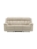 Sofa inclinable Ricardo beige de TOCO Meubles en tissu 3 places avec accoudoirs coussinés et dossier surpiqué