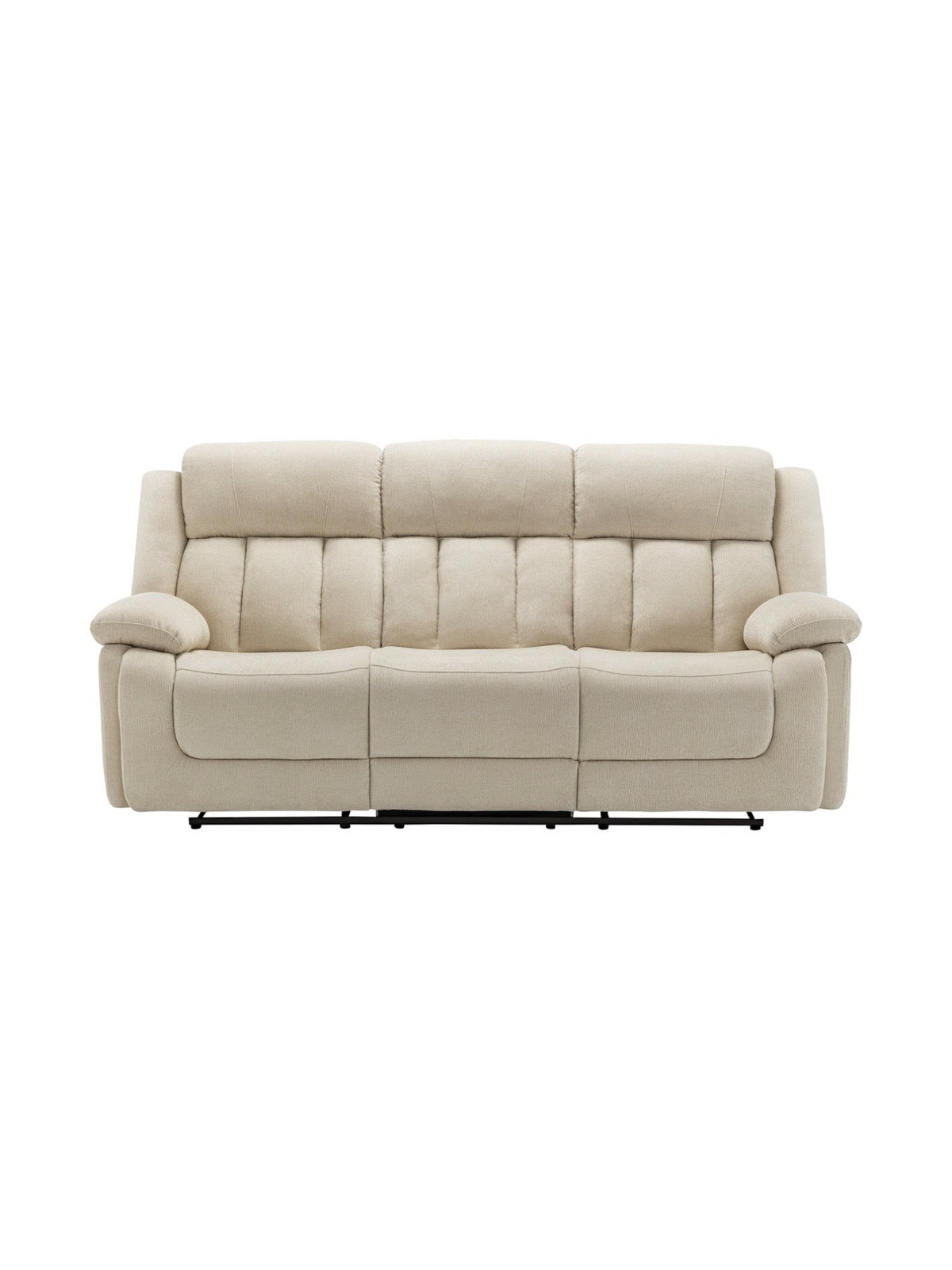 Sofa inclinable Ricardo beige de TOCO Meubles en tissu 3 places avec accoudoirs coussinés et dossier surpiqué