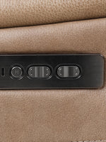 Panneau de commande électrique intégré sur le sofa inclinable taupe TOCO Meubles avec boutons de réglage