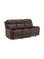 Sofa inclinable 3 places Jackson de TOCO Meubles en similicuir brun avec dossiers segmentés et port USB intégré