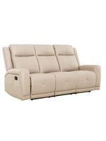 TOCO Meubles Sofa inclinable Charlie beige en cuir, 3 places, avec leviers latéraux pour inclinaison.