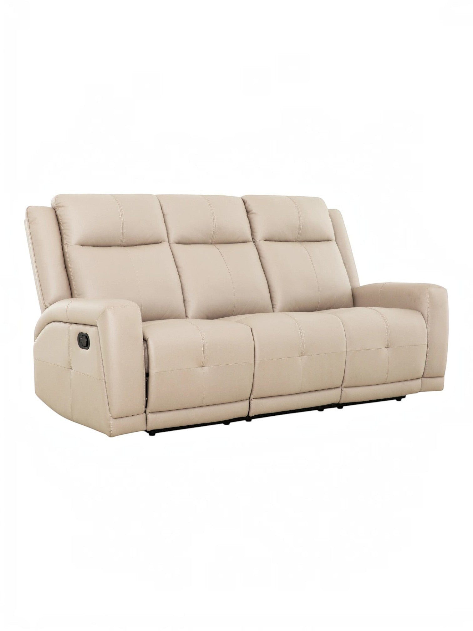 TOCO Meubles Sofa inclinable Charlie beige en cuir, 3 places, avec leviers latéraux pour inclinaison.