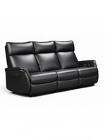 Canapé inclinable Eva noir en cuir de TOCO Meubles avec trois places et appuie-têtes confortables