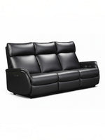 Canapé inclinable Eva noir en cuir de TOCO Meubles avec trois places et appuie-têtes confortables