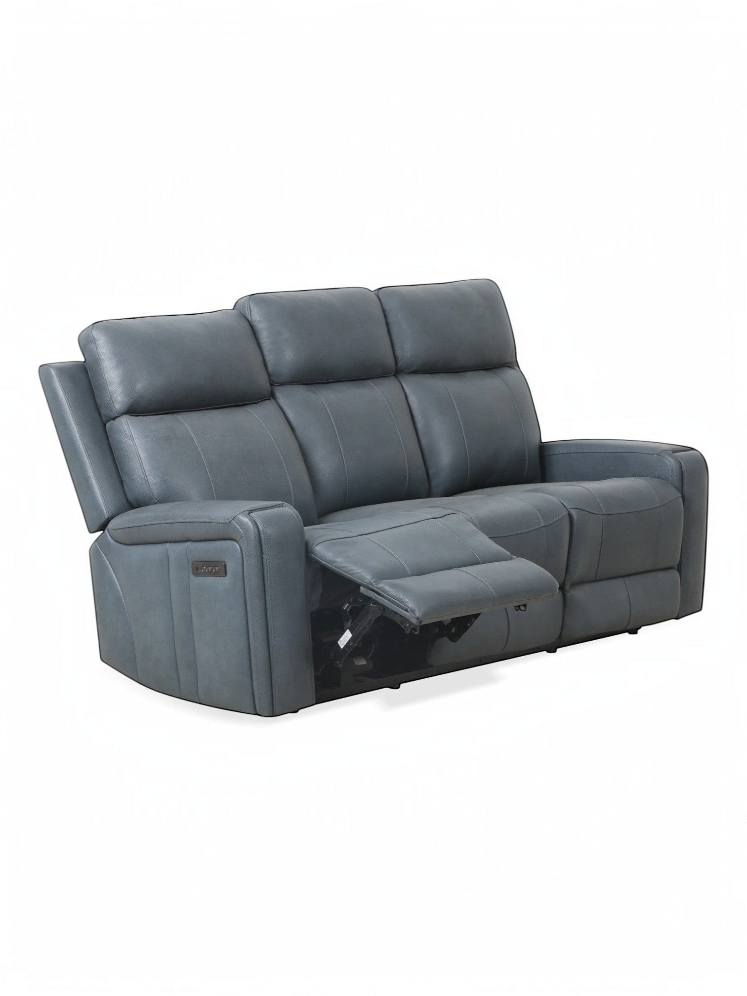TOCO Meubles Sofa inclinable Miles gris en cuir avec repose-pieds et accoudoirs relevés, idéal pour un salon.