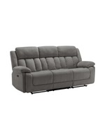 Sofa inclinable 3 places TOCO Meubles en tissu gris avec accoudoirs coussinés et dossier à surpiqûres