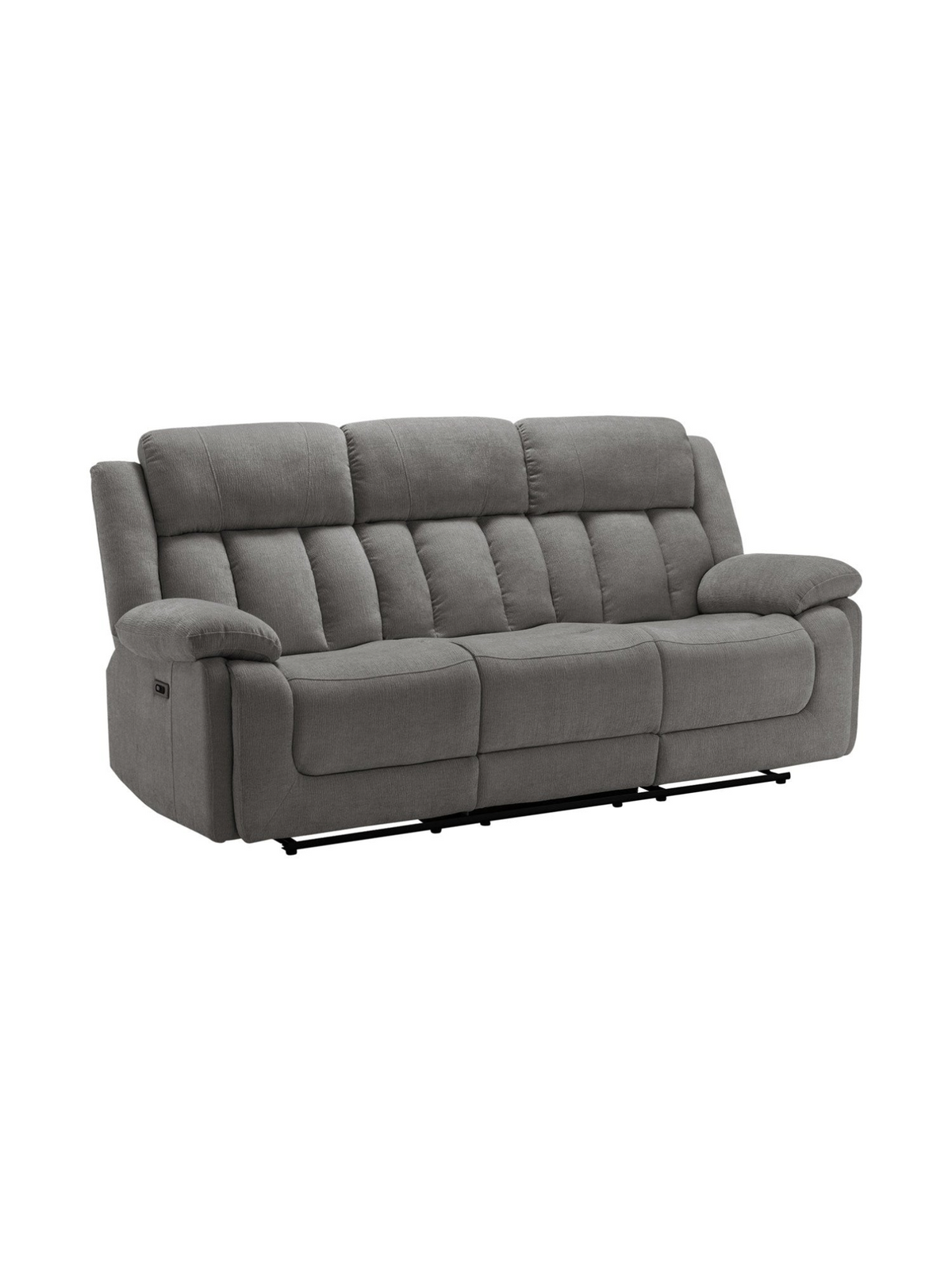 Sofa inclinable 3 places TOCO Meubles en tissu gris avec accoudoirs coussinés et dossier à surpiqûres