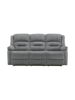Sofa inclinable 3 places TOCO Meubles Béatrice en tissu gris avec dossiers segmentés et accoudoirs rembourrés