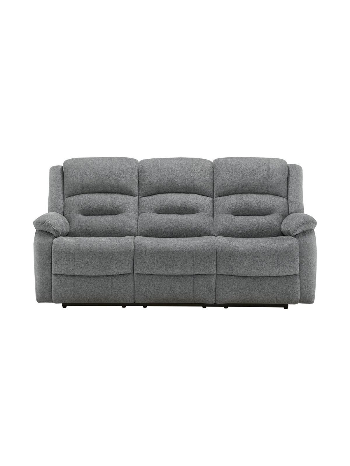 Sofa inclinable 3 places TOCO Meubles Béatrice en tissu gris avec dossiers segmentés et accoudoirs rembourrés