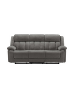 Sofa inclinable 3 places Ricardo de TOCO Meubles en tissu gris avec accoudoirs coussinés et dossier à surpiqûres