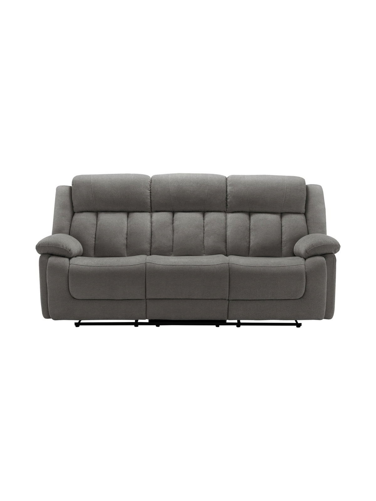 Sofa inclinable 3 places Ricardo de TOCO Meubles en tissu gris avec accoudoirs coussinés et dossier à surpiqûres