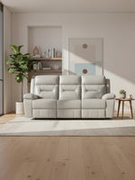 Sofa inclinable Monroe de TOCO Meubles en cuir gris clair, design moderne et confortable pour salon