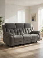 Sofa inclinable 3 places Ricardo de TOCO Meubles en tissu gris avec accoudoirs coussinés et dossier à surpiqûres