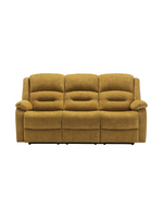Sofa inclinable 3 places TOCO Meubles Béatrice en tissu jaune texturé avec dossiers segmentés et accoudoirs rembourrés