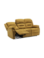 Sofa inclinable 3 places TOCO Meubles Béatrice en tissu jaune moutarde avec port USB et assises électriques