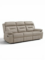 TOCO Meubles Sofa inclinable Monroe gris clair en cuir, 3 places, confortable et pratique pour un salon.