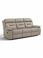 TOCO Meubles Sofa inclinable Monroe gris clair en cuir, 3 places, confortable et pratique pour un salon.