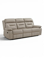 TOCO Meubles Sofa inclinable Monroe gris clair en cuir, 3 places, confortable et pratique pour un salon.