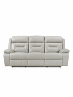 TOCO Meubles Sofa inclinable Monroe gris clair en cuir, 3 places, idéal pour un salon.