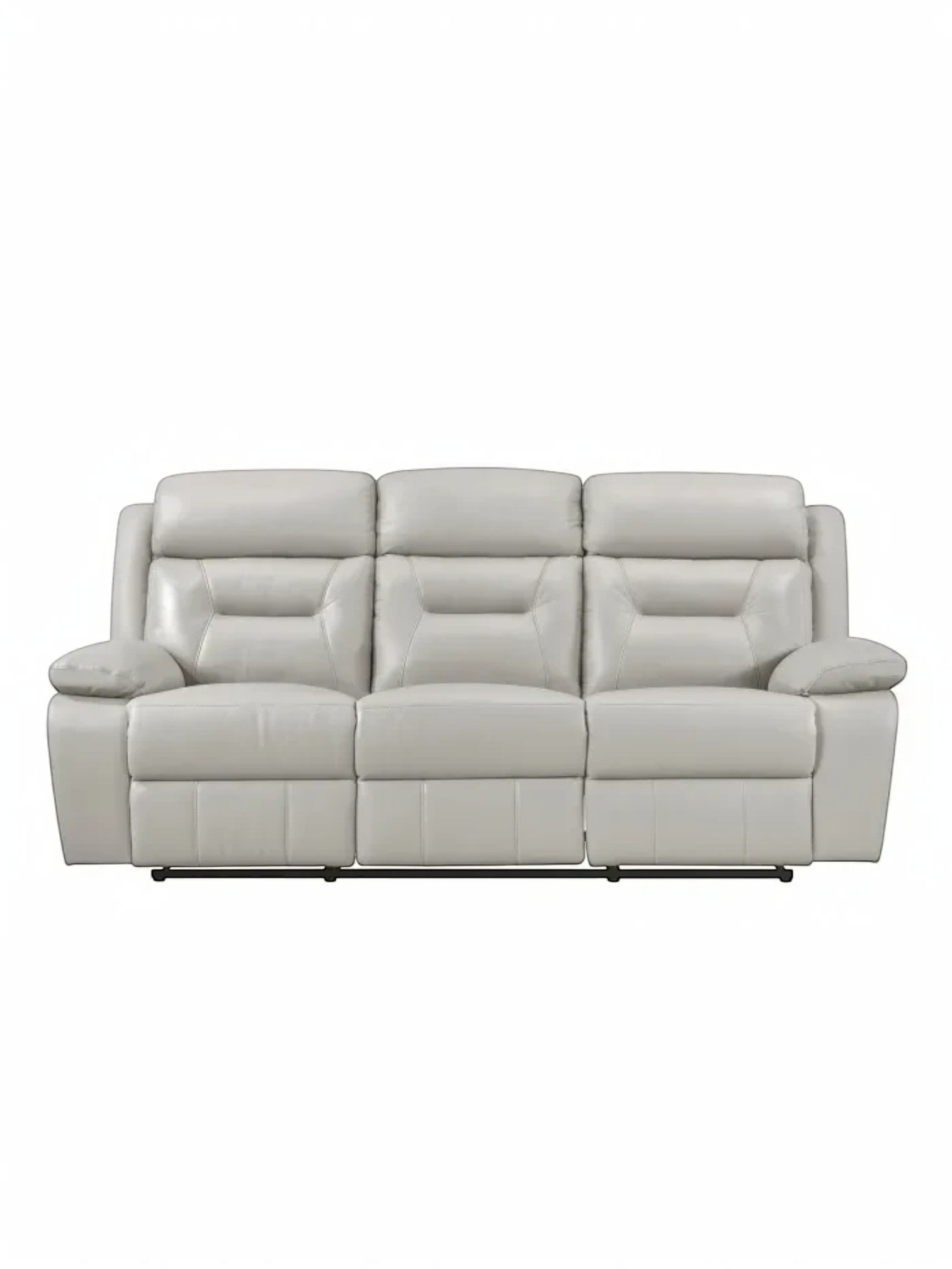 TOCO Meubles Sofa inclinable Monroe gris clair en cuir, 3 places, idéal pour un salon.