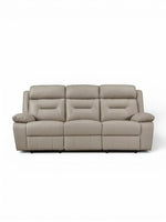 TOCO Meubles Sofa inclinable Monroe gris clair en cuir, 3 places, confortable et pratique pour un salon.
